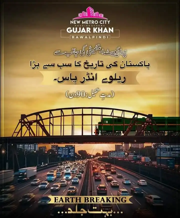 Railway Underpass at New Metro City Gujar Khan Happening Soon